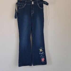 SpongeBob Squarepants Flare Jeans Jerry Leight Girls 14 Belted Y2K